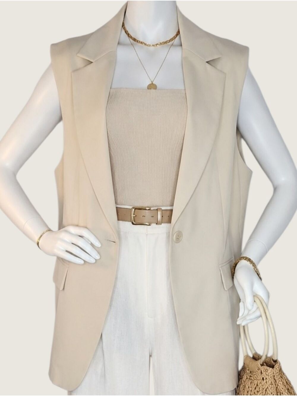 NWT Dex Black Tape Danika Vest Blazer XL Quiet Luxury Capsule Minimalist - Picture 2 of 10